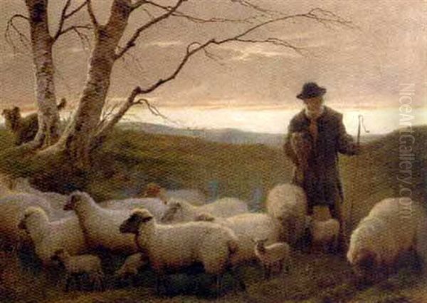 A Shepherd And His Flock, Early Spring - view 1