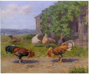 Chickens In Barnyard by Walter Douglas