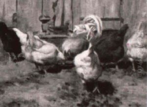 Chickens In Barnyard by Walter Douglas