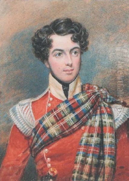Thomas Henry Duthie Wearing The Uniform Of The 72nd Duke Of Albany's Own Highlanders, Scarlet Coatee With Silver Wings, Yellow Facings And Tartan Plaid Sash - view 1