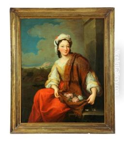 Woman Holding Roses In A Shawl