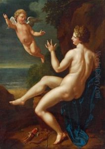 Diana Und Amor,b. Frans Van Douven by Frans Bartholomeus Douven