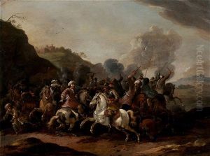 Escena De Batalla by Simon Johannes van Douw