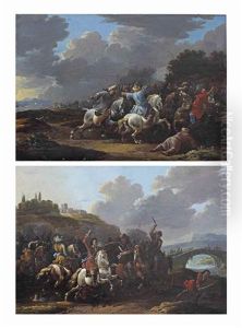 Cavalry Engagements Between Ottomans And Christians In Hilly Landscapes