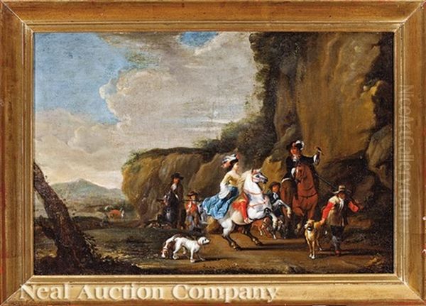 An Elegant Hunting Party In A Landscape - view 1