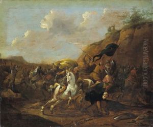 Reitergefecht Zwischen Christen Und Turken by Simon Johannes van Douw