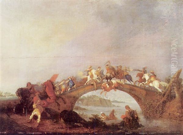 Choc De Cavalerie Sur Un Pont - view 1