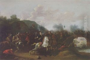 Scene De Bataille Contre Les Turcs by Simon Johannes van Douw