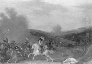 La Charge De Cavalerie by Simon Johannes van Douw