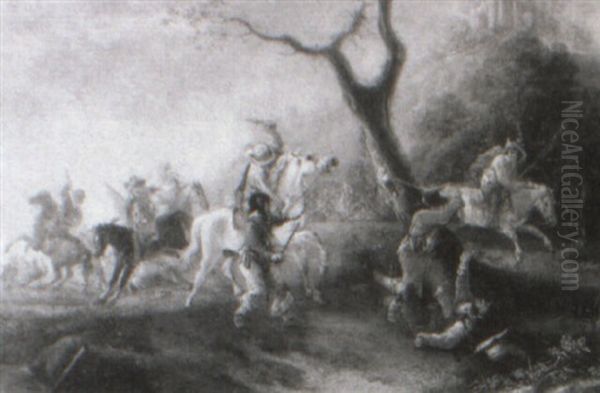 Cavalry Skirmish Beside A Wood - view 1