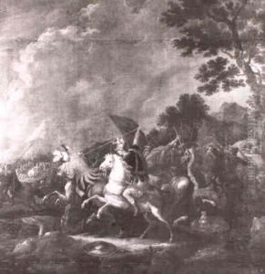 Scene De Bataille by Simon Johannes van Douw