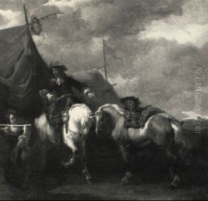 Cavalrymen At A Booth