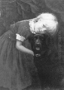 Madchen Mit Hund by Fritz Douzette