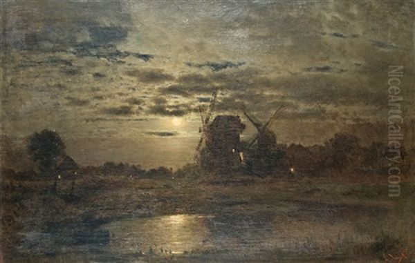 Moonlit Night At The Mill - view 1