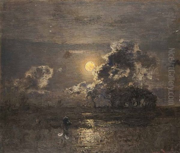 Nachtliche Landschaft Im Mondschein - view 1