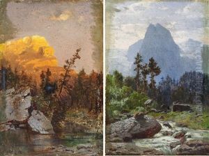 Zwei Gemalde: Im Hochgebirge