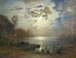 Kustenlandschaft Bei Mondschein by Louis, Carl Ludwig Douzette