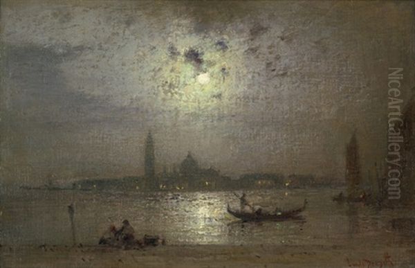 Silhouette Der Insel San Giorgio Maggiore In Venedig Im Mondschein - view 1
