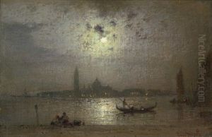 Silhouette Der Insel San Giorgio Maggiore In Venedig Im Mondschein by Louis, Carl Ludwig Douzette
