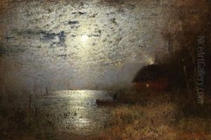 Fischerhutte Im Mondlicht by Louis, Carl Ludwig Douzette