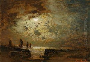 Mondnacht An Der Meereskuste by Louis, Carl Ludwig Douzette