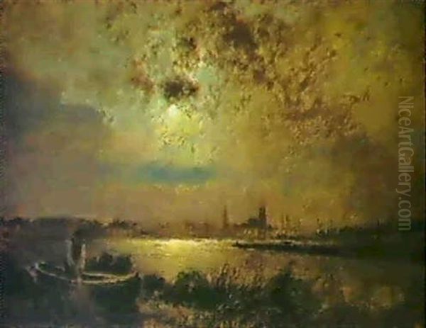 Fischer Bei Mondschein An Der Alster - view 1