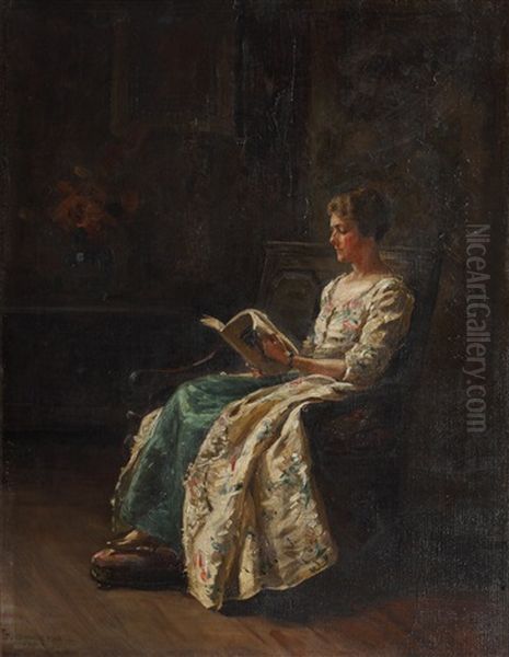 Portrait Of Helen Frances Goodwin, Seated Reading - view 1