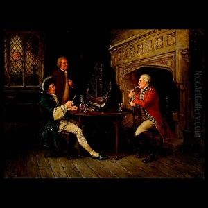 Interior Scene With Gentlemen by Margaret Dovaston