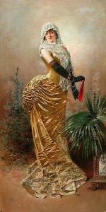 Dama En El Jardin. by Jose Armet Y Portanell