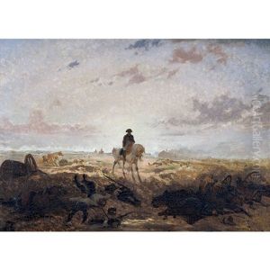 Napoleon Zu Pferd Auf Dem Schlachtfeld by Auguste (Viande) Doviane