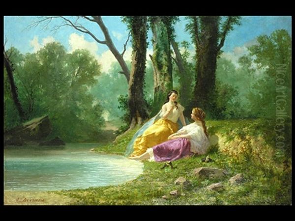 Zwei Frauen Am Bach - view 1
