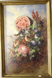 Bodegon De Flores, Pajaros Y Sandia