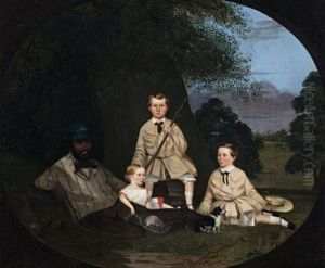 Masters George, William And Miss Harriet Ware With The Aborigine Jamie Ware Masters George, William And Miss Harriet Ware With The Aborigine Jamie Ware