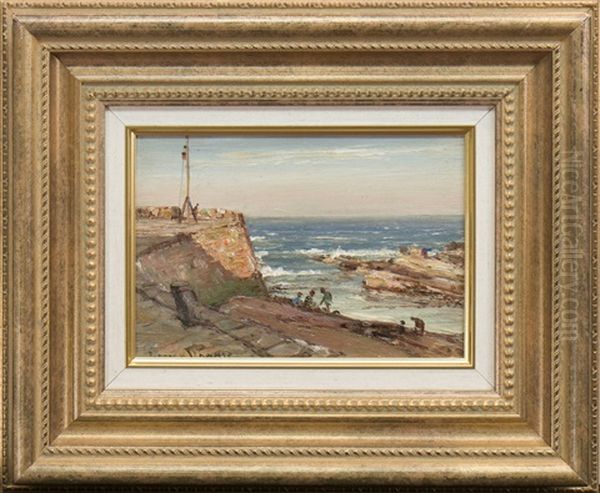 Breezy Coastal Scene With Figures - view 1