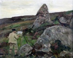 Artist Painting In A Landscape Artist Painting In A Landscape
