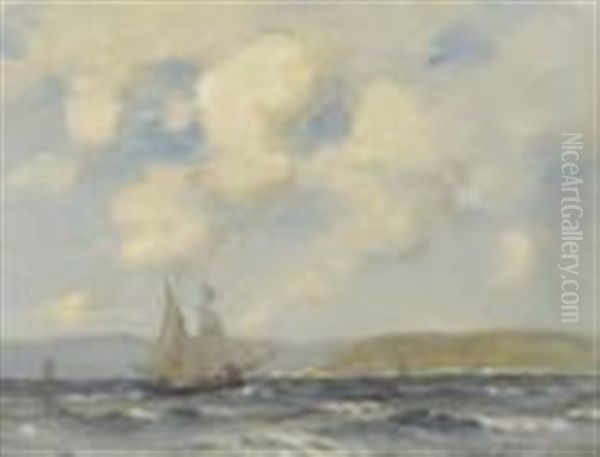 Fishing Boats Off A Sunlit Coastline - view 1