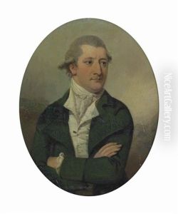 Portrait Of A Gentleman, Half-length, Wearing A Green Coat And White Waistcoat And Stock