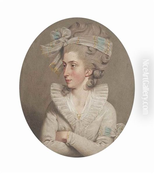 Portrait Of Letitia Anna Philippa Pervis, Bust-length, In A White Dress - view 1