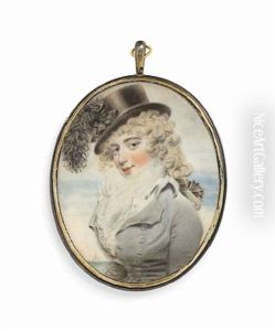 Sarah Hussey Delaval, Countess Of Tyrconnel (1763-1800), In Pale Grey Riding Habit, White Waistcoat And Scarf Tied At Corsage, Black Riding Hat...