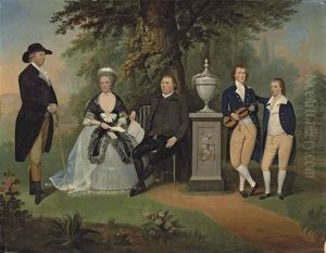 A Group Portrait Of The Wilson Family, With Mrs Wilson, Nee Hotham, The Reverend Edward Wilson And Their Two Sons, With Another Figure... by John Downman