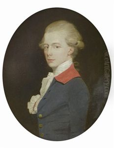 Portrait Of A Gentleman In A Blue Coat With Red Collar And A White Lace Jabot