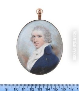 A Gentleman, Wearing Blue Coat, White Stock And Cravat, His Powdered Hair Tied With A Black Ribbon Bow