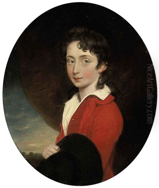 Portrait Of Thomas Thackeray In A Red Coat, A Black Hat In His Right Hand, A Landscape Beyond - view 1