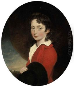 Portrait Of Thomas Thackeray In A Red Coat, A Black Hat In His Right Hand, A Landscape Beyond