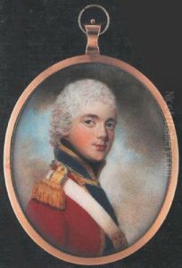 An Officer (francis Hepburn, Of The 3rd Regiment Of Foot Guards?), Wearing Scarlet Coat With Gold Edged Blue Facings And Gold Epaulette, His Powdered Hair Worn En Queue