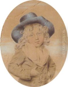 Samuel, Son Of Joseph Corsbie, As A Child Wearing A Large Blue Hat, His Hands Tucked Inside His Grey Jacket by John Downman
