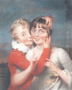 Portrait Of The Artist's Children, Isabella Chloe Downman, And Her Brother Charles by John Downman