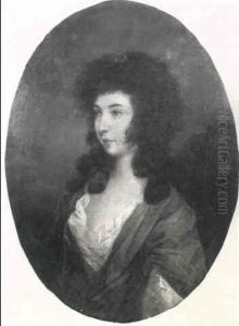 Portrait Of A Lady, Said To Be Miss Cholmoley, Small Half Length In A Green Dress With A White Chemise by John Downman