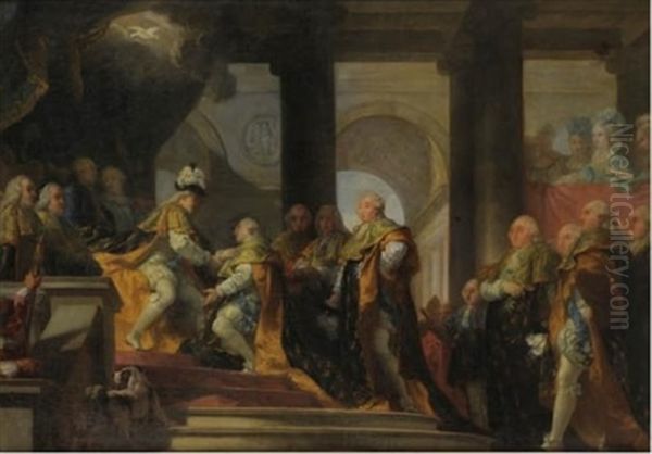 Louis Xvi Recoit A Reims, Apres Son Sacre, Les Hommages Des Chevaliers Du Saint Esprit, En Tant Que Grand Maitre De L'ordre - view 1