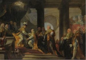 Louis Xvi Recoit A Reims, Apres Son Sacre, Les Hommages Des Chevaliers Du Saint Esprit, En Tant Que Grand Maitre De L'ordre by Gabriel Francois Doyen